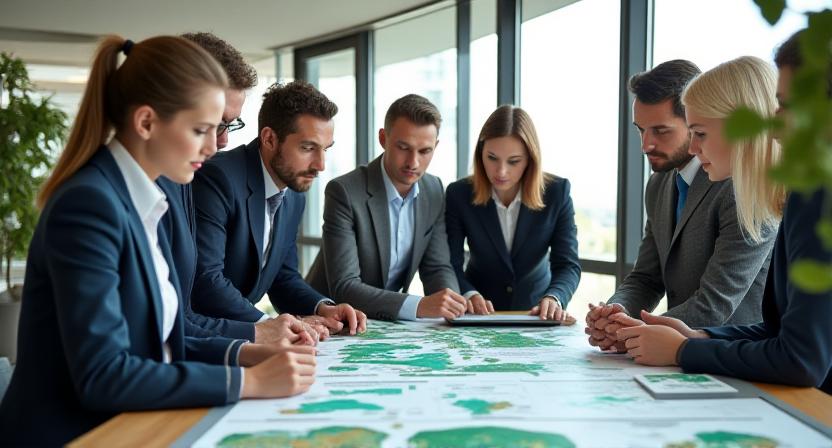 Team reviewing environmental audit data